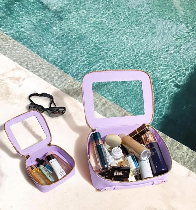 Travel Clear Makeup Bag Set, TSA Approved Cosmetic Bag Case with Zipper Portable Makeup Pouch Toiletry Bag Traveling Cosmetic Organizer Storage Bag Car Organizer Car Essentials