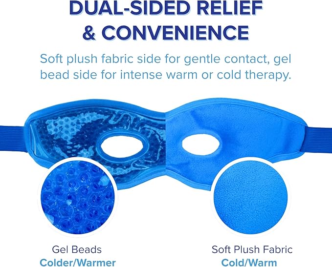 LIFE WORKS Gel Eye Mask with Cutout, Hot or Cold Therapy for Puffy Eyes, Dark Circles, Headaches, and Migraines, Soft Gel Beads and Liquid Filling for Cooling or Warming Comfort