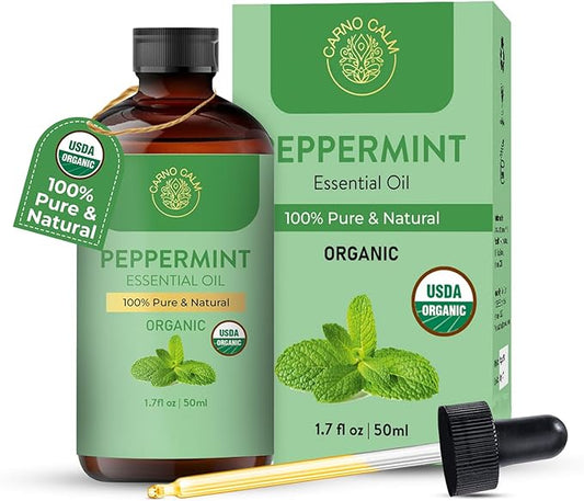 Peppermint Essential Oil | USDA Certified Organic Pepper Mint Oil | for Diffuser, Skin, Hair, Aromatherapy, Soap & Candle Making | 1.7 fl. oz