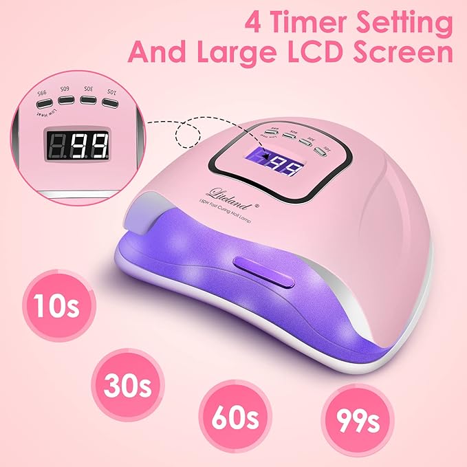 UV Gel Nail Lamp,150W UV Nail Dryer LED Light for Gel Polish-4 Timers Professional Nail Art Accessories,Curing Toe Nails
