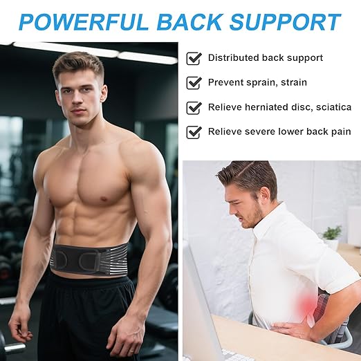 Back Brace for Lower Back Pain Relief, Lumbar Support Belt for Men&Women for Work, Breathable Back Support Belt with 6 Flexible Spring, 2 Elastic Bands For Sciatica, Herniated Disc, Scoliosis(X-Large)
