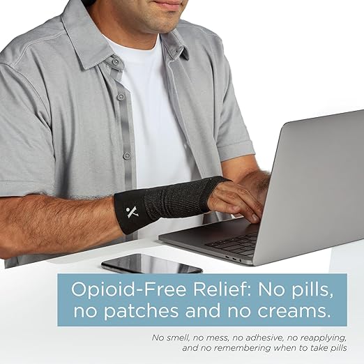 NUFABRX Medicine-Infused Pain Relieving Wrist Compression Sleeve for Men and Women with Hand and Wrist Pain, Arthritis, Tendonitis, and Carpal Tunnel