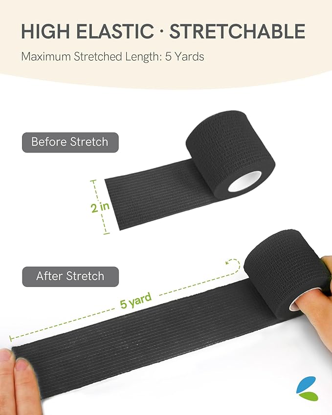 FriCARE Self Adhesive Bandage Wrap, Medical Tape in First Aid Kit, Cohesive Bandages for Wounds Sport Vet, 2 inches X 5 Yards 6 Rolls, Royal Garnet