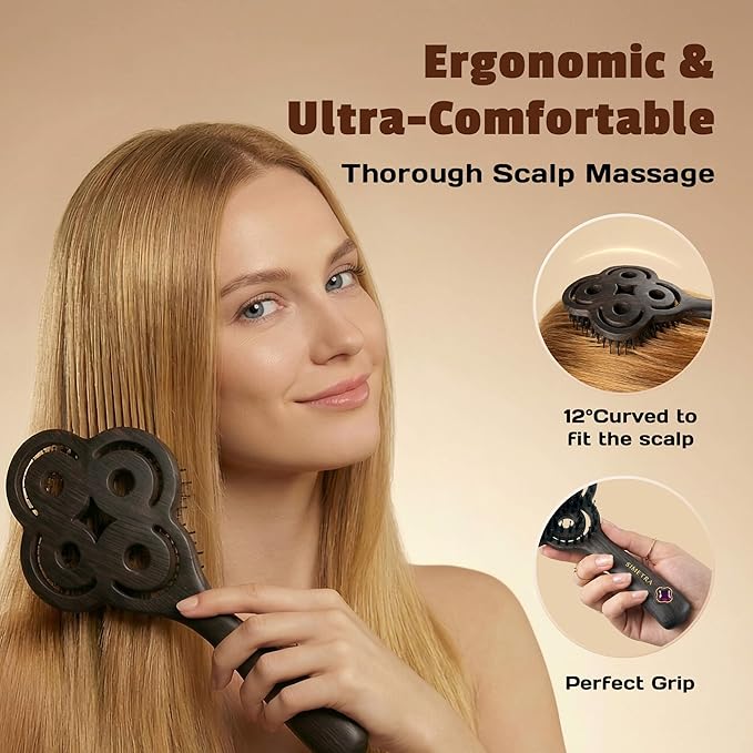 SIMETRA Lucky Hair Brush for Women & Men, 14K Gold Plated Wet Brush Detangling Brush for All Hair Types, Natural Crystal Inlay Boar Bristle Hair brush, Curly Detangler HairBrush for Scalp Massage Gift