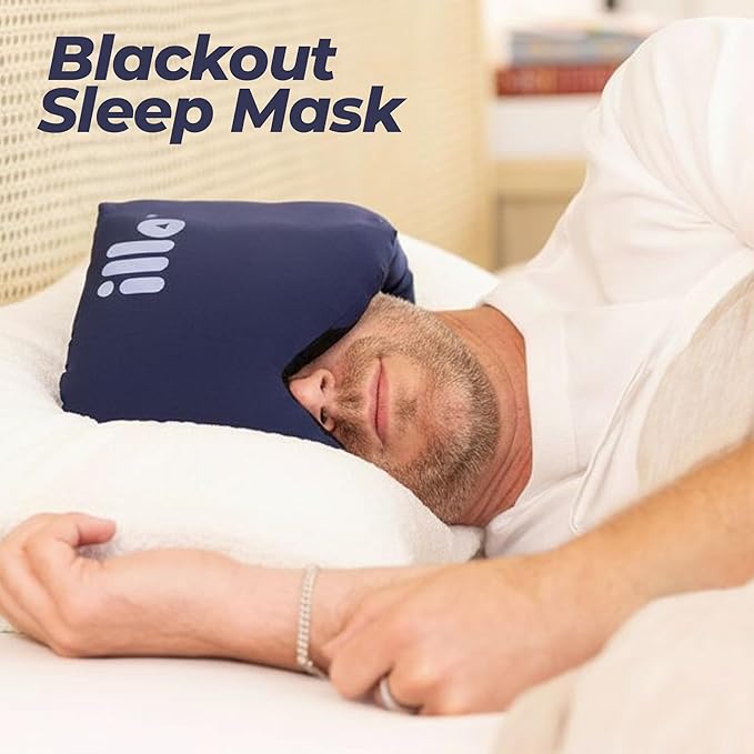 illo Wearable Pillow Sleep Mask | Soft Mulberry Silk Blackout Sleeping & Napping Eye Mask | Best for Home Bed, Work, Camping, Airplane, Side Sleeper | Reversible as Travel Neck Pillow | Women & Men