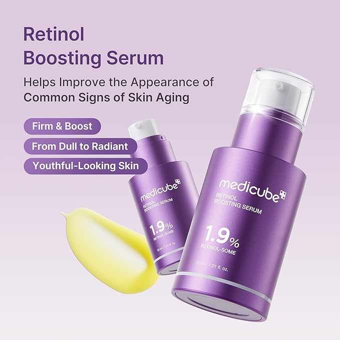 medicube Retinol Boosting Serum | Intensive Firming, Hydration & Plumping Care with Retinol, Peptides & Vitamins | Pore-Refining, Smooth Radiant Skin | Korean Skincare, 1.01 fl. oz