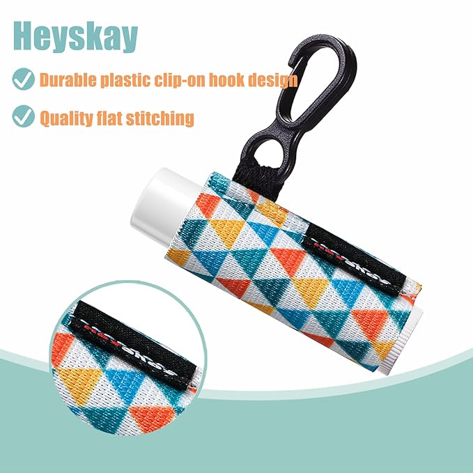 HEYSKAY 5pcs Lip Balm Holder Keychain Lipstick Sleeves Lip Gloss Holder Chapstick Elastic Sleeves for Men Women(Dot/Strip)