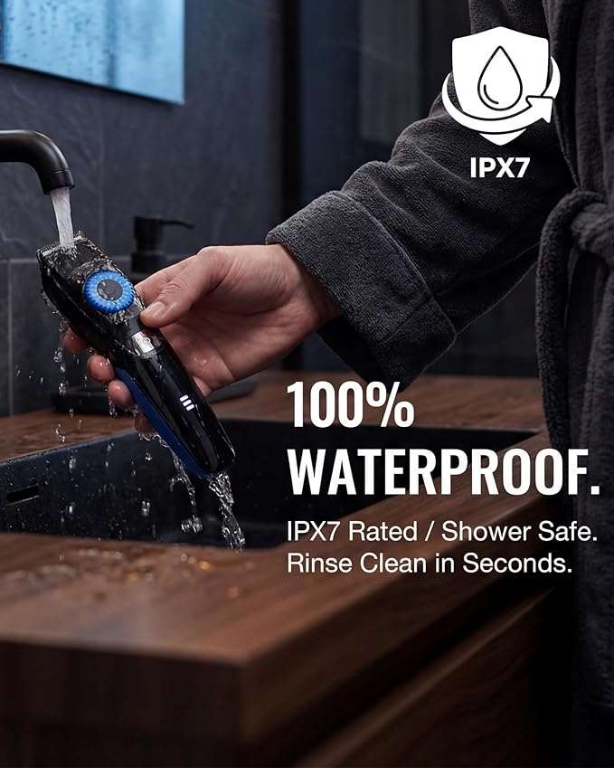 Beard Trimmer for Men, 120-Min Cordless Runtime, 0.5mm Precision Dial (40 Settings) - Constant Power Motor & IPX7 Waterproof Hair Clipper Kit with Detailer & Nose Trimmer, USB-C Quick Charge