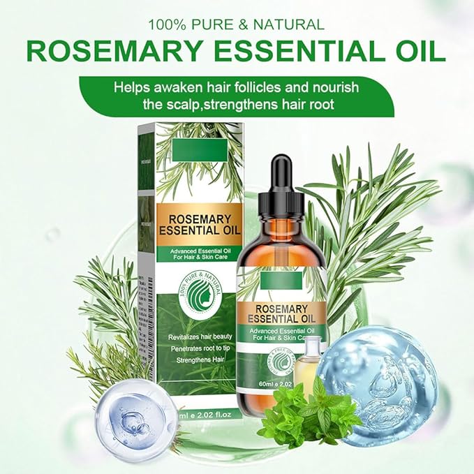 Rosemary Hair Care Gift Set with Essential Oil,Spray and Roller,Rosemary Hair Oil Kit for Strengthening,Nourishing,Scalp Care,Restoration Damaged Hair and Hair Thickness,Gift Box Packaging