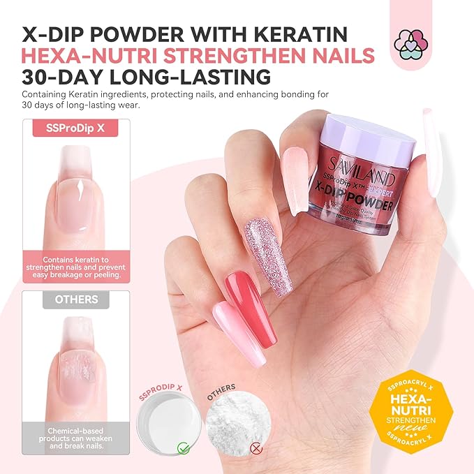 SAVILAND Dip Powder Nail Kit with Drill: 20 Colors Winter Nude Pink Red Keratin Dip Nails Powder Starter Kit with Dip Base Activator Top Coat Brush Saver French Manicure Art Home DIY Christmas Gift
