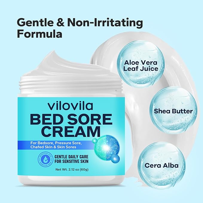 Bed Sore Cream (2.12 Oz), Bedsore Cream Fast Healing, Treatment for Bed Sores On Buttocks, Healing Ointment for Bedsore Treatment, Pressure Sore, Wound Care, Chafed Skin and Skin Sores