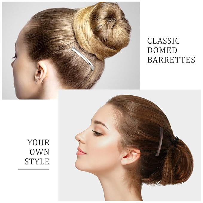 Hotop 30 Pieces Open Center Metal Barrettes Anti-slip Metal Hair Clip for Women, Assorted Colors(Slide Barrette,Black, Silver, Brown)