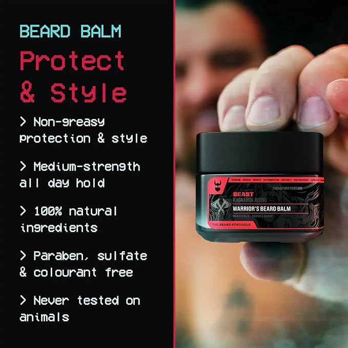 The Beard Struggle Eddie Hall Beast Line Beard Balm – Ragnarok Rising Warrior’s Edition – Tame, Style & Condition Beard – Medium Hold, Non-Greasy, Natural Ingredients - 50g / 1.76 US. oz.