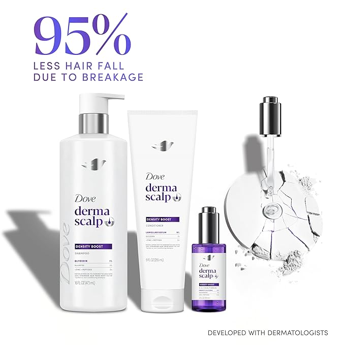 Dove Derma Scalp Density Boost Shampoo 1 ct With Glycerin, Sulfates And Zinc + Peptides For Hair Loss And Breakage 16 oz