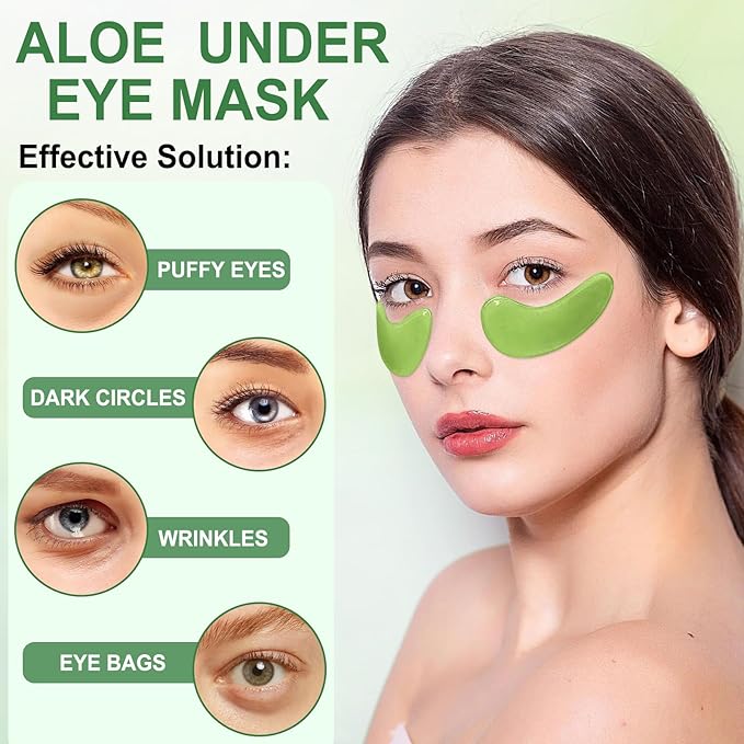 LAVONE Eye Mask - 30 Pairs Aloe Under Eye Patches Skin Care Products - Eye Masks Skincare for Dark Circles and Puffiness, Reduce Wrinkles, Eye Bags and Fine Lines, for Women and Man