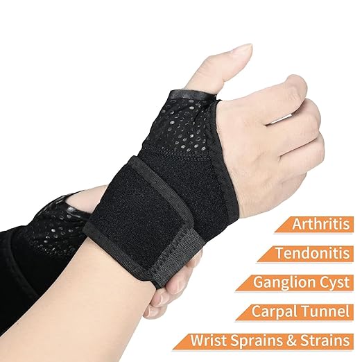 Adjustable Carpal Tunnel Wrist Brace, 2-Pack Adjustable Support for Pain Relief, Arthritis & Tendonitis, Comfort Fit for Men & Women (Black)