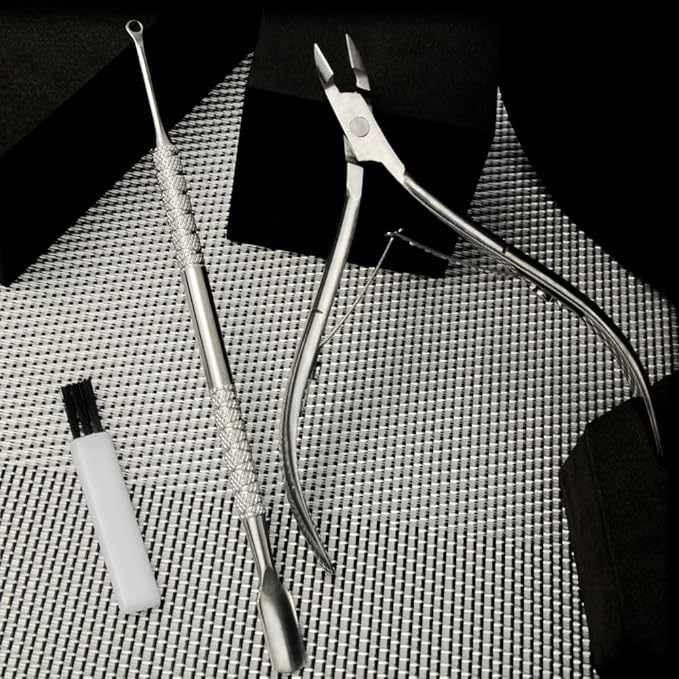 Professional Manicure Tools Set, Stainless Steel Cuticle Nipper, Upgrade Gel Nail Polish Remove Tool & Cuticle Pusher, Debris Cleaning Brush, for Home & Salon Use, For Women