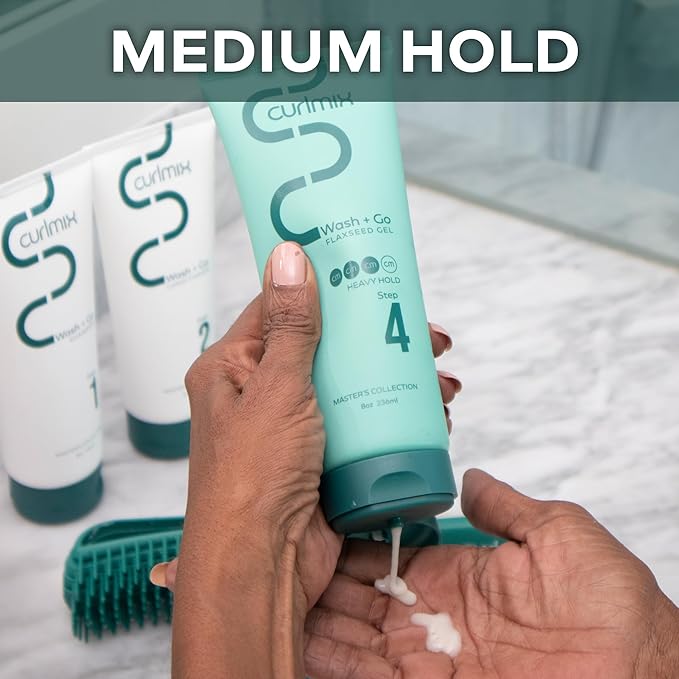 CurlMix Medium Hold Flaxseed Gel for Curly Hair - Travel Size Sample 3.4 oz - Defines & Elongates Curls without Dryness or Flaking