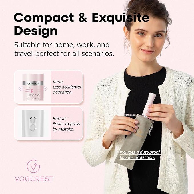 VG VOGCREST Women's Eyebrow Trimmer & Facial Hair Remover, 2 in 1, Double Rotating Blades, Safe, Painless, Hypoallergenic, Rechargeable, USB Charging