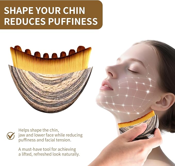 2 PCS Lymphatic Contour Face Brush,Lymphatic Drainage Brush,Dry Lymphatic Drainage Massager,Ergonomically Designed to Fit The Skin Precisely