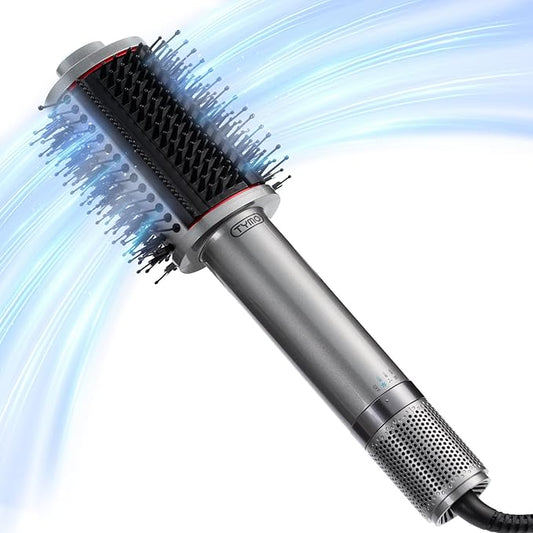 TYMO 4.0 Hair Blow Dryer Brush - Lightweight 3X Faster Drying 5-in-1 Ionic Blowout Hair Dryer Brush Adds Shine, Volume & Fullness for Smooth, Anti-Frizz Straight, Curl & Blowout Styles, Metal Grey