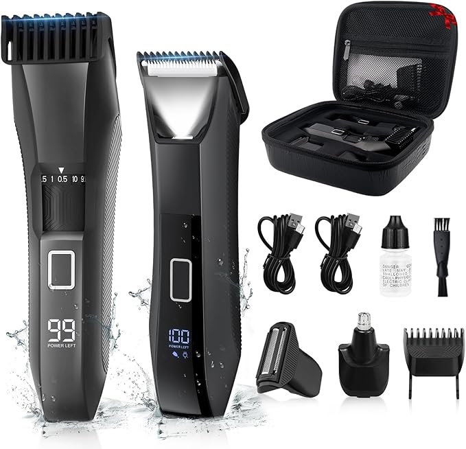 Manscape Beard Trimmer for Men, Groin & Body Hair Trimmer, Ball Shaver, Nose Hair Clippers, All-in-One IPX7 Waterproof Men's Wet/Dry Groomer Kit, Rechargeable with Travel Case, LED Display