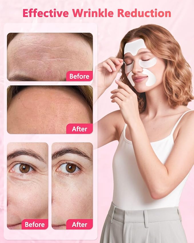 Vryioh 3 IN 1 Forehead, Smile Line & Under Eye Wrinkle Patches, Overnight Facial Wrinkle Treatment with Hyaluronic Acid, Collagen to Lift Lines for Women, 60 Patches