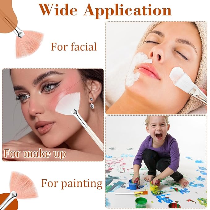 60 Pieces Fan Brushes, Soft Fan Brushes for Facials, Facial Applicator Brush for Women Girls, Facial Brush Esthetician for Mud Clay Mask, Makeup