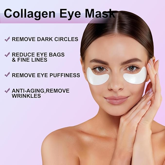 Under Eye Patches -Collagen Firming and Lifting Eye Masks for Puffiness, Dark Circles, Improving Fine Lines and Wrinkles, with Hyaluronic Acid for Hydration and Firming Eye Care Patches, 8 Pair Pack