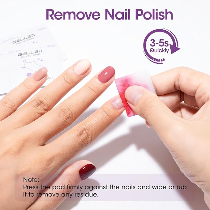 Gellen Acetone Gel Nail Polish Remover Pads: 400 Pack Professional Nail Polish Remover Pads, Individually Wrapped Travel Bulk Set to Remove Gel Fingernail Polish for Home & Salon Supplies