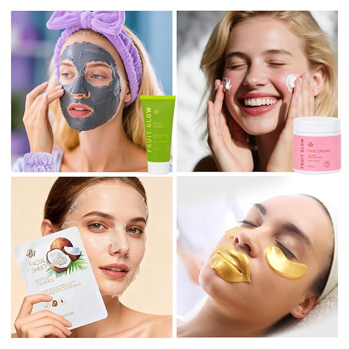 42 Pcs Valentines Day Gifts for Women, Super Fruit Bath and Body Spa Set, Facial Skin Care Kit, Self-Care Gifts Set, Lip Gloss, Face Sheet Mask, Serum, Birthday, Christmas, Present, Anniversary