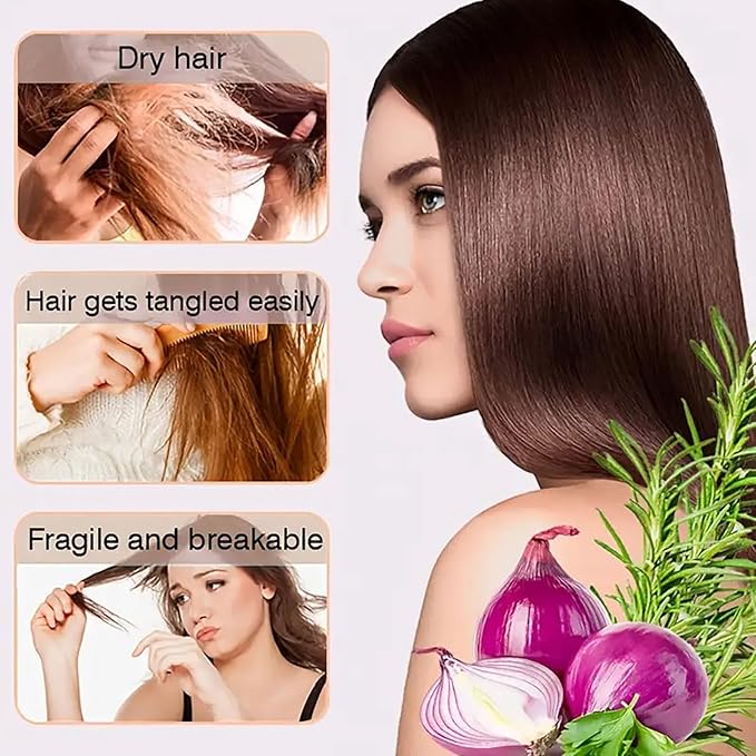2PC Onion Biotin & Rosemary Hair Oil for Hair Growth, Hydrating Anti-Frizz Onion Hair Oil for Dry Hair, Hair Care Essential Oil Deep Moisturizing Non-greasy for All Hair Type (2 * 30ml)