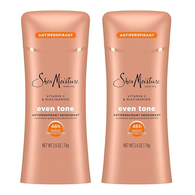 SheaMoisture Antiperspirant Deodorant Stick Even Tone Vitamin C & Niacinamide 2 Count for 48HR Sweat & Odor Protection with No Parabens & No Mineral Oil 2.6 oz