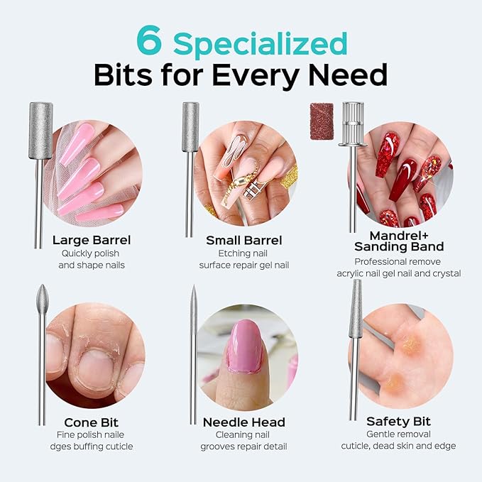 COSLUS Electric Cordless Nail Drill: Professional Nail File with LED Screen & 25 Speeds for Acrylic Gel Dip Powder Removal, Beginner-Friendly for Home DIY & Salon, Portable for Travel, C51, Purple