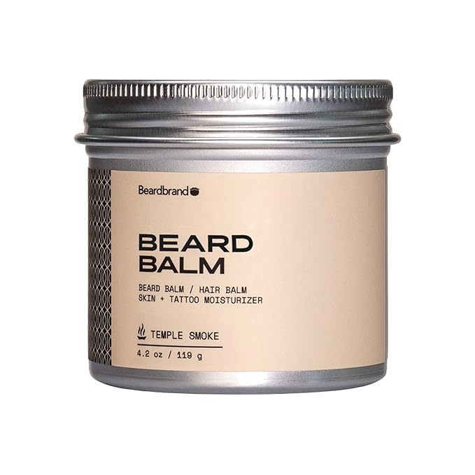 Beard Balm for Men - Travel Pack - Supports Thicker Beard, Temple Smoke Scent, Natural Ingredients Butter Reduces Dryness & Enhances Look - 4.2 oz