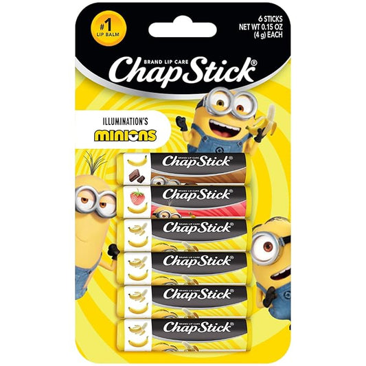ChapStick Lip Balm Sets, Minions Banana-Nana + Variety Banana Pack (6 Sticks), Party Favors for Kids, Stocking Stuffers, 0.15 Oz Ea