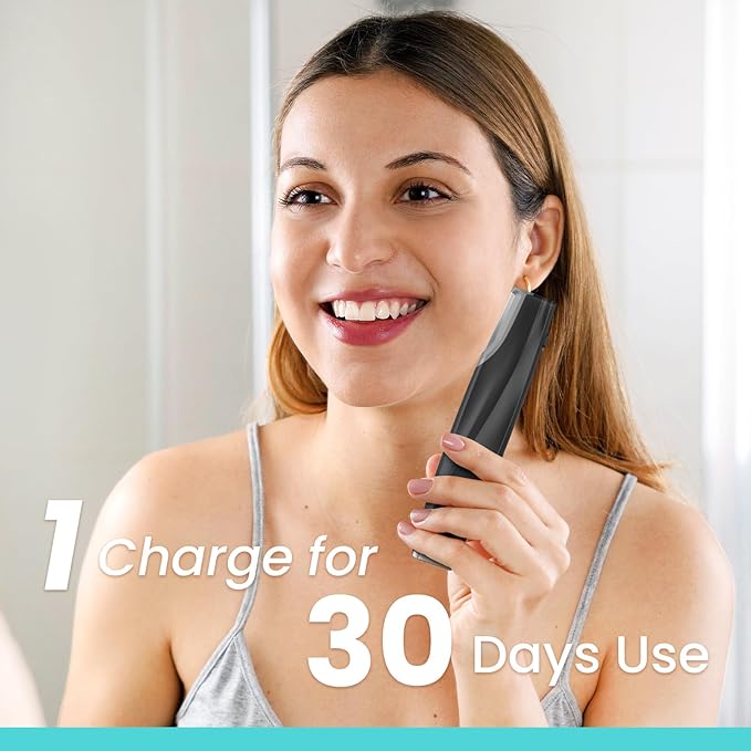 Sonic Dermaplaning Tool for Face - Rechargeable Dermaplane Razor with 6 Refill Dermablades, Facial Hair & Peach Fuzz Remover for Women (Black)