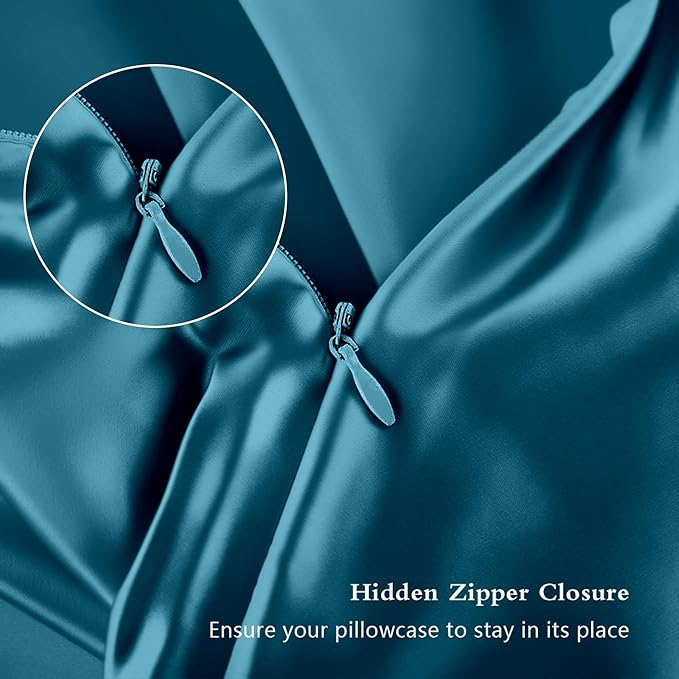 Mulberry Silk Pillow Cases King Size, Silk Pillowcase for Hair and Skin, Anti Acne Cooling Sleep Both Sides Natural Silk Satin Pillow Case Covers with Hidden Zipper, Gifts for Women Men, Teal