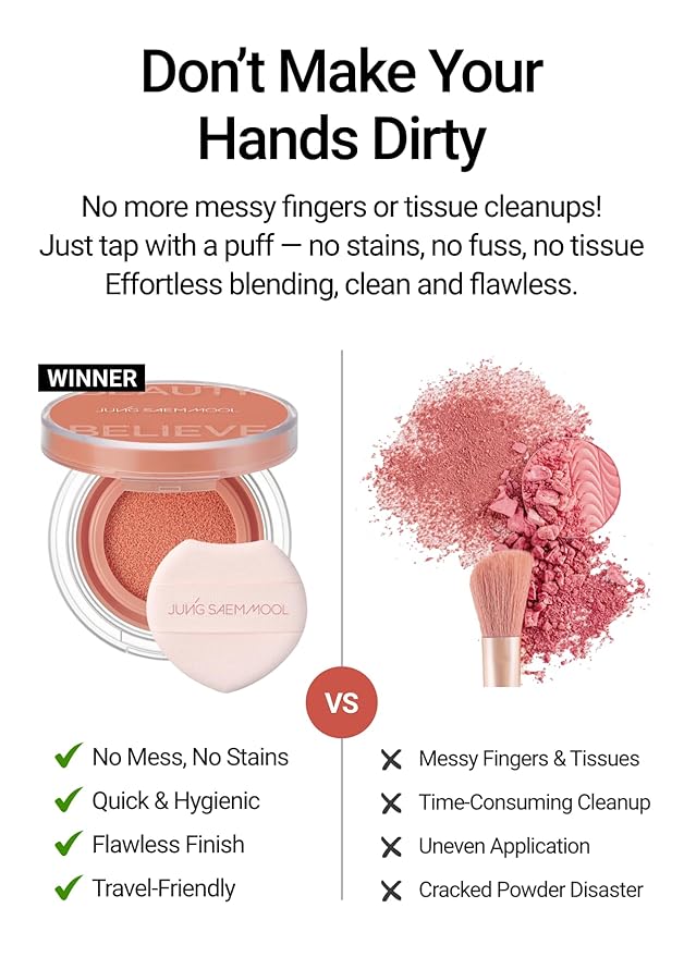 JUNG SAEM MOOL Artist Cushion Blush | Easy to Blend with Puff, Buildable Liquid Blush for Cheeks with a Dewy & Natural Finish, Korean Makeup (Peach Nectar)