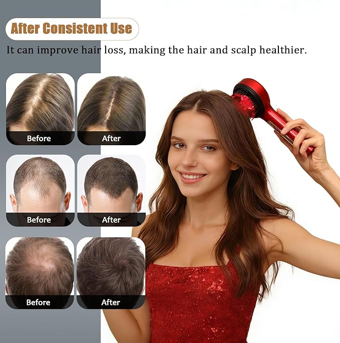 Hair Scalp Massager Comb - Rechargeable Cordless Portable Scalp Care Brush with Essential Oil Applicator, Gentle Scratching & Kneading Massage for Hair & Scalp Nourishment, Fit for Men & Women