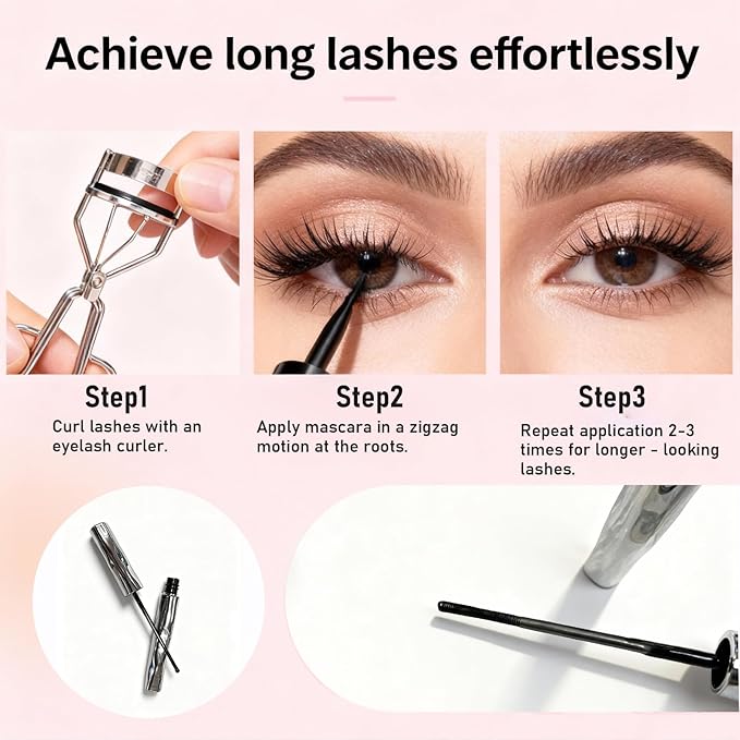 Eyelash Primer, Hydrofix Fiber Mascara, Volumizing & Lengthening - Waterproof Formula - Quick Drying - Black - 0.1 fl oz (1)