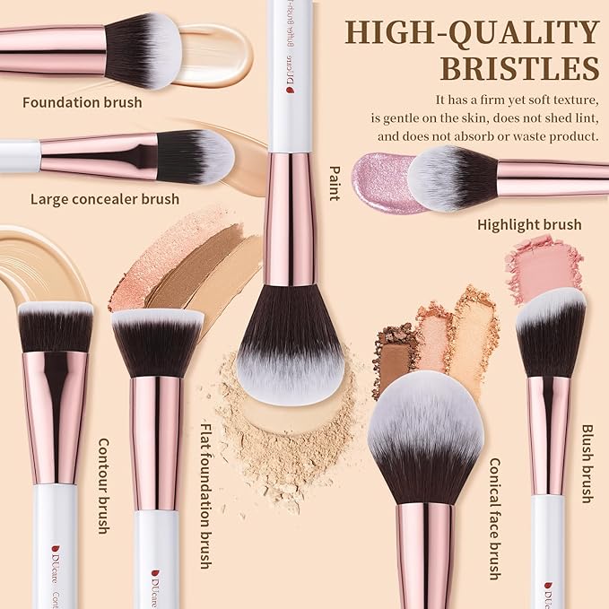 DUcare Makeup Brush Set Professional 27Pcs Makeup Brushes Premium Synthetic Kabuki Foundation Blending Face Powder Blush Concealers Eye Shadows Make Up Brushes Kit White