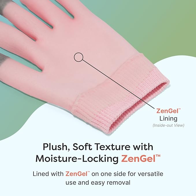 ZenToes Moisturizing Gloves for Dry Hands, Gel Infused with Jojoba Seed Oil, Olive Oil and Vitamin E, Overnight Hand Moisturizer (OSFM, Cotton Pink)