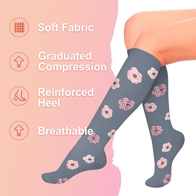 Iseasoo 4 Pairs Compression Socks for Women Circulation-Best Support for Nurses,Running,Athletic,Travel