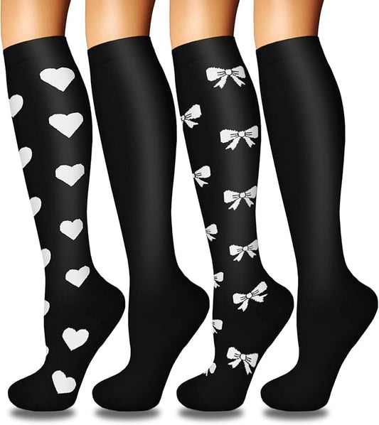 Iseasoo 4 Pairs Compression Socks for Women Circulation-Best Support for Nurses,Running,Athletic,Travel