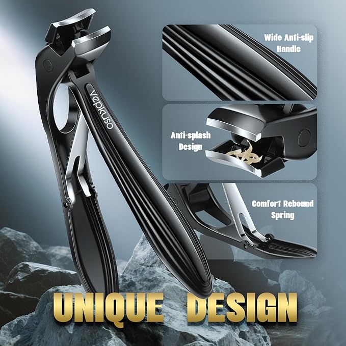 Toenail Clippers&Nail Clippers for Seniors Thick Nails - Professional Nail Clippers Set for Men/Women, Manicure Kit with Angled Head, Stainless Steel Toe Nail Cutter, Gift Idea