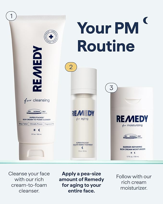 Remedy Healthy Aging Advanced Serum - Remedy for Healthy Aging - Retinaldehyde, Glycolic Acid, Argireline, Ferulic Acid,Matrixyl 3000 - Anti-Aging - For Fine Lines,Wrinkles - By Dermatologist Dr. Shah