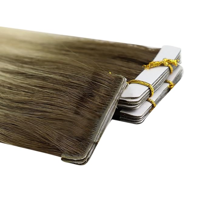 Full Shine Tape ins Extensions Virgin Injection Tape in Hair Extensions Color 2/18/22 Tape ins Human Hair 20Inch Seamless Invisible Hair Extensions Real Human Hair 12.5Gram 5Pcs for Women