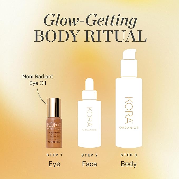 KORA Organics Noni Radiant Eye Oil with Rose Quartz Roller Ball Applicator, Under Eye Roller Serum That Helps Reduce Puffiness, Dark Circles & Wrinkles, Certified Organic, Cruelty Free, 0.34 fl oz