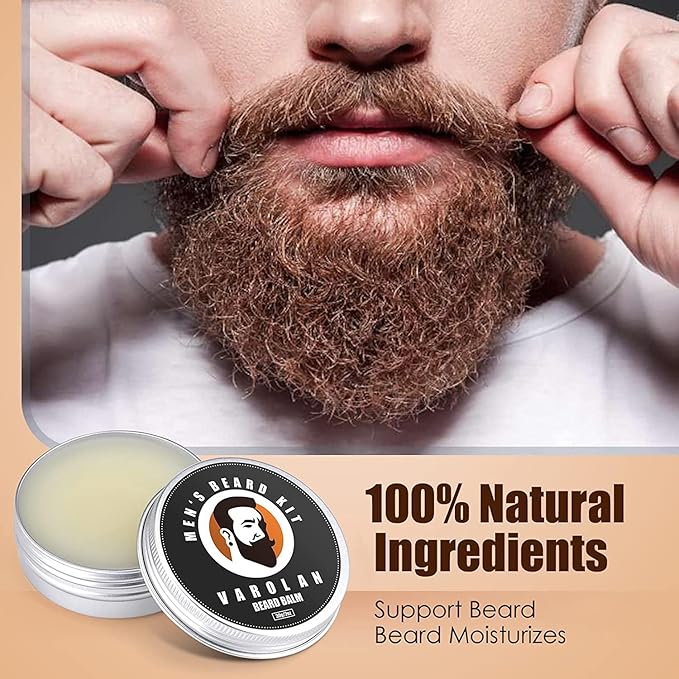 Beard Growth and Grooming Kit - Growth Oil (2Oz), Balm, Comb, E-book, Storage Bag, Mustache Mens Gift Set for Him